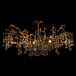 Потолочная люстра в виде ветвей деревьев золотого цвета с прозрачными подвесками-каплями Droplet Chandelier варинант исполнения - 2 | Loft Concept в Грозном
