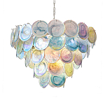 Люстра с каскадом из круглых разноцветных стеклянных дисков Mother of Pearl Iridescence варинант исполнения - 5 | Loft Concept в Грозном