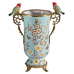 Ваза с двумя птичками из фарфора с бронзовыми элементами Garden of Eden варинант исполнения - 1 | Loft Concept в Грозном