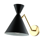 Бра черного цвета с конусообразным плафоном на золотом основании Loft Metal варинант исполнения - 1 | Loft Concept в Грозном