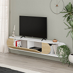 ТВ-тумба подвесная белая с полкой и откидной дверцей цвета древесины TONE TV STAND WHITE варинант исполнения - 3 | Loft Concept в Грозном