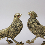 Статуэтка бронзовая пара Фазаны золотые Bronze Birds варинант исполнения - 3 | Loft Concept в Грозном