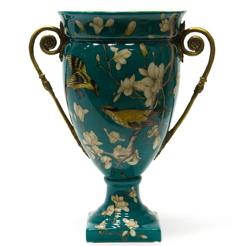 Фарфоровая ваза Porcelain Turquoise Cup Бирюзовый Бронза Фарфоровая ваза Porcelain Turquoise Cup Бирюзовый Бронза в Грозном | Loft Concept
