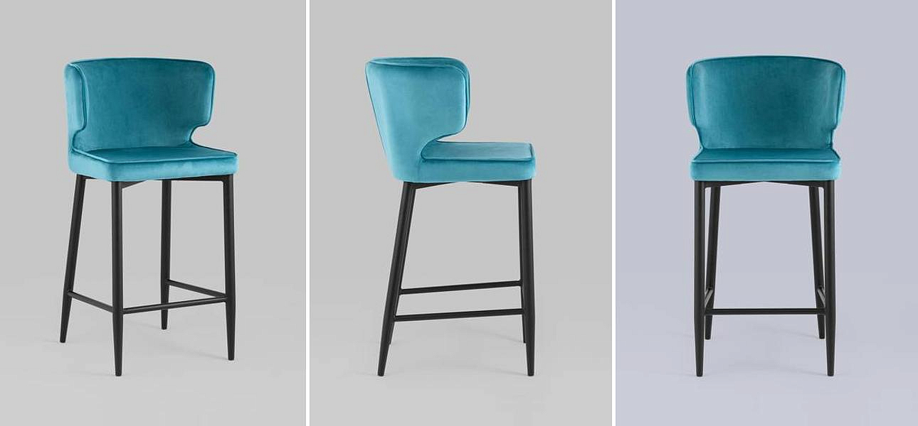 Стул Полубарный Chair посадка 65 см Бирюзовый Велюр Стул Полубарный Chair посадка 65 см Бирюзовый Велюр - Loft-Concept в Грозном
