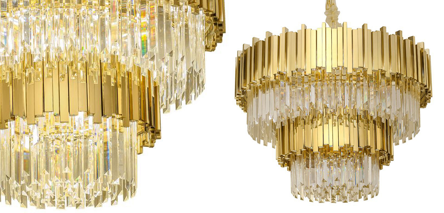 Круглая многоярусная люстра Luxxu Modern Cascade Chandelier Gold Metal Glass 80 Круглая многоярусная люстра Luxxu Modern Cascade Chandelier Gold Metal Glass 80 - Loft-Concept в Грозном
