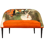 Диван двухместный из натурального бука оранжевый с цветным принтом Impressionism in Art варинант исполнения - 1 | Loft Concept в Грозном
