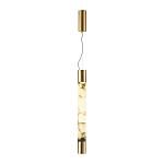 Подвесной светильник цилиндрической формы с плафоном из алебастра и металлическими торцами Латунь 60 см Cryptocrystalline Stone варинант исполнения - 2 | Loft Concept в Грозном