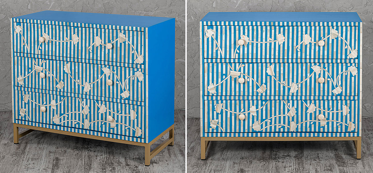 Комод синий инкрустация костью Blue Flowers Комод синий инкрустация костью Blue Flowers - Loft-Concept в Грозном