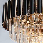 Люстра из черного металла с многоярусными подвесками из прозрачного хрусталя на золотой цепи Empire Black Chandelier Crystal варинант исполнения - 6 | Loft Concept в Грозном