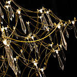 Люстра подвесная с изогнутым металлическим каркасом и множеством хрустальных подвесок Золото Диаметр 80 см Quasar варинант исполнения - 1 | Loft Concept в Грозном