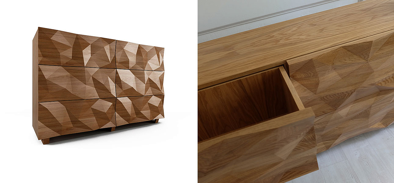 Комод с большими угловыми фигурами, 3 уровня Geometric Greece Комод с большими угловыми фигурами, 3 уровня Geometric Greece - Loft-Concept в Грозном