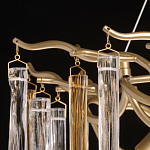 Люстра линейная золотого цвета с декоративными ветвями и длинными стеклянными подвесками в форме сосулек Droplet Chandelier варинант исполнения - 7 | Loft Concept в Грозном