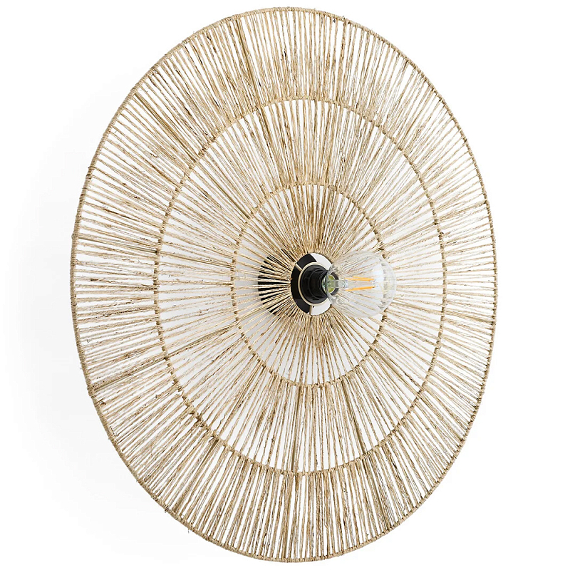 Круглый настенный светильник с декором из пеньковой веревки Alano Wall Lamp Бежевый Круглый настенный светильник с декором из пеньковой веревки Alano Wall Lamp Бежевый в Грозном | Loft Concept