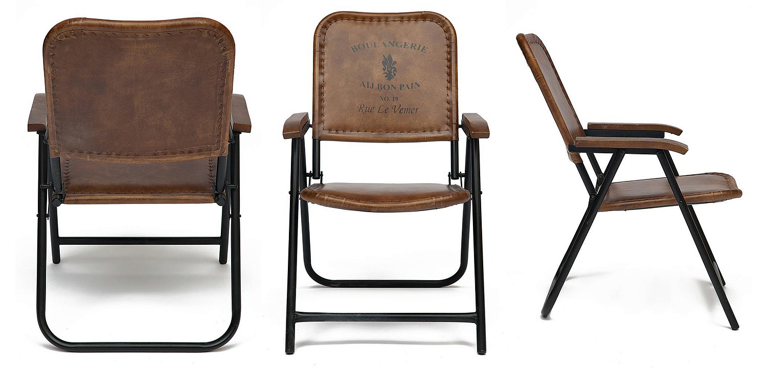 Складной кожаный стул Industrial Folding buffalo leather chair Складной кожаный стул Industrial Folding buffalo leather chair - Loft-Concept в Грозном