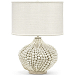 Настольная лампа с абажуром и каркасом из белых деревянных бусин White Wooden Beads Table Lampshade варинант исполнения - 1 | Loft Concept в Грозном