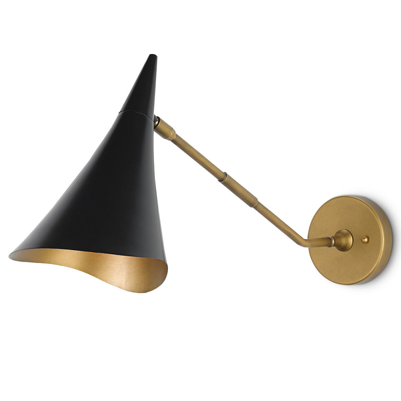 Бра с черными конусообразным плафоном Contrasting Lamps Черный Латунь Бра с черными конусообразным плафоном Contrasting Lamps Черный Латунь в Грозном | Loft Concept