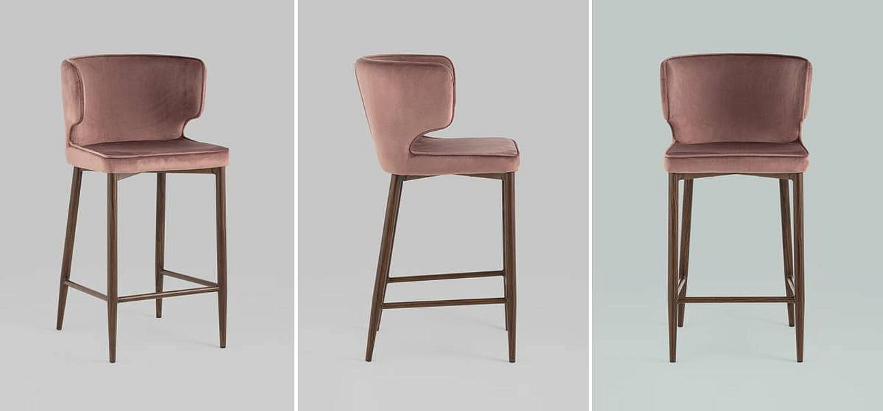 Стул Полубарный Chair посадка 65 см Пыльно-Розовый Велюр Стул Полубарный Chair посадка 65 см Пыльно-Розовый Велюр - Loft-Concept в Грозном