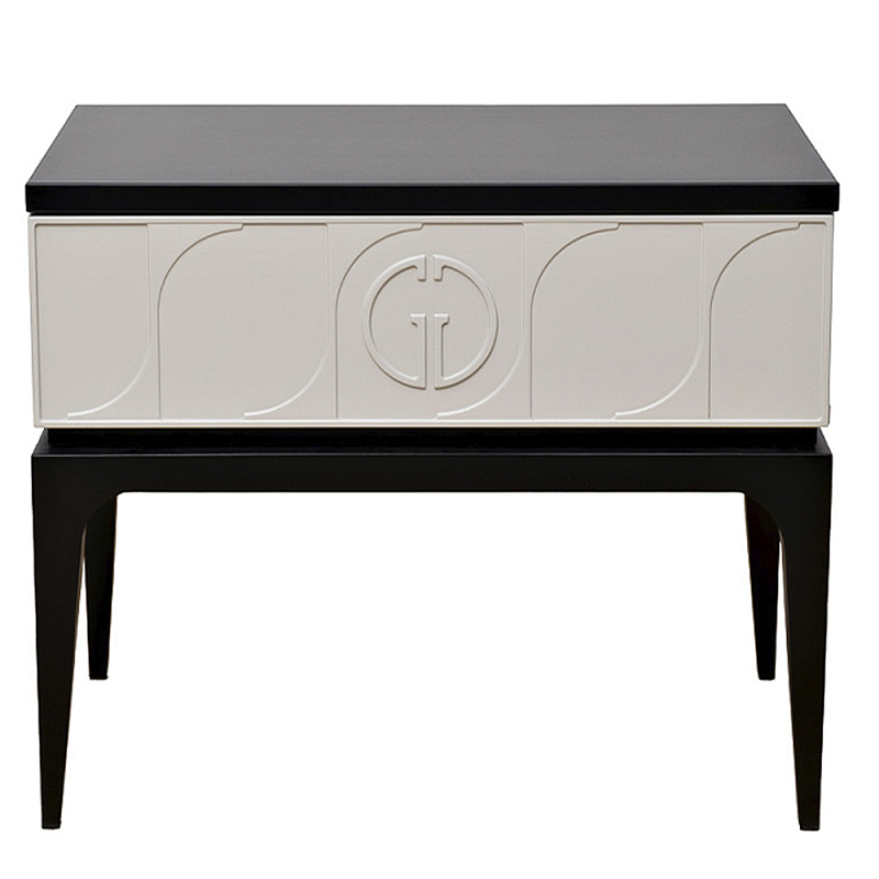 Тумбочка прикроватная с ящиком черно-серого цвета Noble Nightstand Черный Серый Тумбочка прикроватная с ящиком черно-серого цвета Noble Nightstand Черный Серый в Грозном | Loft Concept