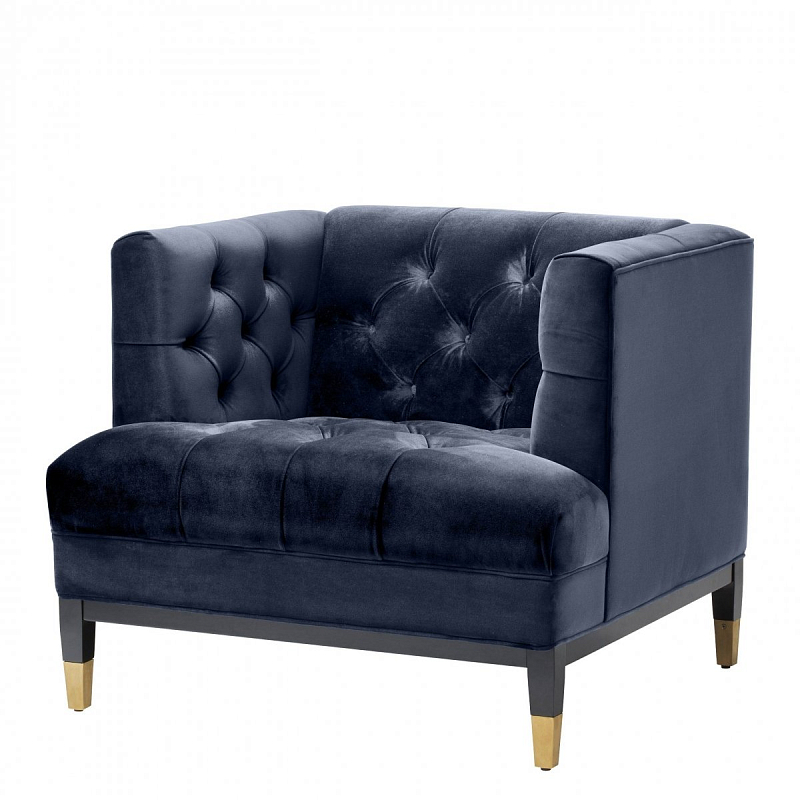 Кресло Eichholtz Chair Castelle Blue Темно-синий Черный Латунь Кресло Eichholtz Chair Castelle Blue Темно-синий Черный Латунь в Грозном | Loft Concept