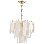 Люстра с декором из рельефного стекла в виде перьев Abelia Feather Chandelier 10 варинант исполнения - 2 | Loft Concept в Грозном