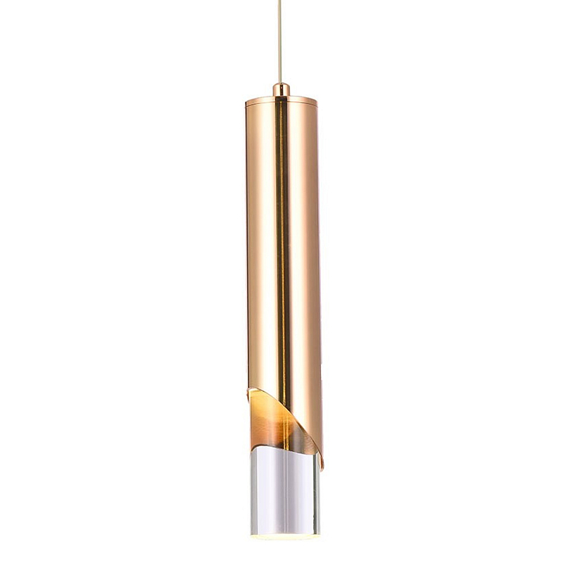 Подвесной светильник Metal Acrylic Tube Gold Hanging Lamp Прозрачный Золотой Подвесной светильник Metal Acrylic Tube Gold Hanging Lamp Прозрачный Золотой в Грозном | Loft Concept