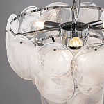 Люстра из белых стеклянных дисков на серебрянном каркасе White Glowing Reflectors варинант исполнения - 5 | Loft Concept в Грозном