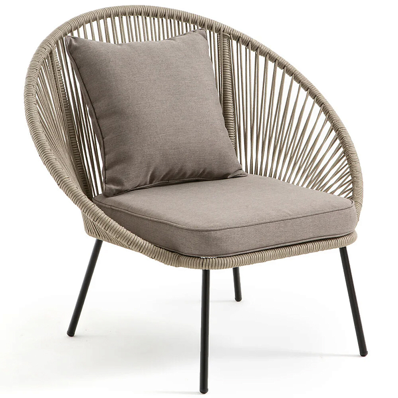 Садовое кресло Аcapulco Grey Chair Бежевый Серо-бежевый Черный Садовое кресло Аcapulco Grey Chair Бежевый Серо-бежевый Черный в Грозном | Loft Concept