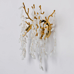 Бра золотого цвета с ветвями и белыми овальными стеклянными подвесками Droplet Chandelier варинант исполнения - 3 | Loft Concept в Грозном