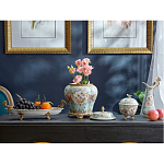 Блюдо овальное из голубого фарфора с ручками в виде бабочек и цветочным рисунком Blue Garden варинант исполнения - 4 | Loft Concept в Грозном