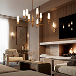 Люстра на штанге с 8-ю цилиндрическими матовыми плафонами и шарами из камня Orb Essence варинант исполнения - 9 | Loft Concept в Грозном