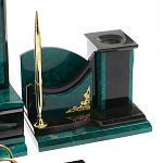 Настольный письменный набор из змеевика тёмно-зелёного цвета с декором в виде орла Successful Leader варинант исполнения - 5 | Loft Concept в Грозном