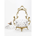 Конфетница с бронзовой ручкой и фарфоровой птичкой на крышке Eden Garden варинант исполнения - 2 | Loft Concept в Грозном