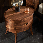 Прикроватный столик из дерева с 2-мя ящиками Moon Walnut Furniture варинант исполнения - 3 | Loft Concept в Грозном