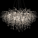 Люстра подвесная с прозрачными стеклянными подвесками в форме капель Диаметр 100 см Droplet Chandelier варинант исполнения - 19 | Loft Concept в Грозном