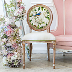Стул бежевый из натурального бука с изображением птиц и цветов Blooming Blue Birds варинант исполнения - 3 | Loft Concept в Грозном