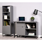 Стеллаж книжный цвета графит с 3-мя открытыми полками и дверкой Strict Lines варинант исполнения - 4 | Loft Concept в Грозном