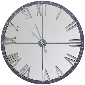 Часы настенные зеркальные с серебряным металлическим циферблатом Mirror Tower Clock