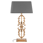 Настольная лампа на ажурном чугунном основании с тканевым серым абажуром Openwork Lamp варинант исполнения - 1 | Loft Concept в Грозном