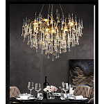 Люстра черная с прозрачными стеклянными подвесками в форме капель FAIRYTREE Light варинант исполнения - 4 | Loft Concept в Грозном