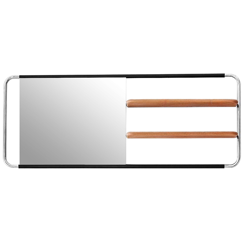 Настенное зеркало с двумя полками Two Shelves Functional Mirrors Древесина Черный Хром Настенное зеркало с двумя полками Two Shelves Functional Mirrors Древесина Черный Хром в Грозном | Loft Concept