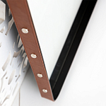 Зеркало прямоугольное в металлической раме с кожаной отделкой Loft in Reflection варинант исполнения - 3 | Loft Concept в Грозном