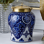 Ваза с насыщенным синим орнаментом и золотой крышкой Blue & White Ornament  варинант исполнения - 2 | Loft Concept в Грозном