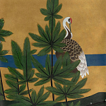 Обои ручная роспись Tsuro Cranes Original colourway on Gold Bullion gilded silk варинант исполнения - 2 | Loft Concept в Грозном