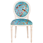 Стул из массива бука бирюзовый с изображением птиц и цветов Turquoise Beige Chinoiserie Peach Garden Chair варинант исполнения - 1 | Loft Concept в Грозном