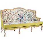 Диван из натурального бука бежевый с изображением птиц и цветов Beige Green Chinoiserie Garden Sofa варинант исполнения - 3 | Loft Concept в Грозном