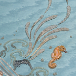 Обои с вышивкой ручной работы Amami Waves Moonbeam colourway on silk moire варинант исполнения - 3 | Loft Concept в Грозном