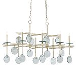 Люстра линейная с круглыми прозрачными подвесками  Horizontal Rectangular Chandelier варинант исполнения - 2 | Loft Concept в Грозном