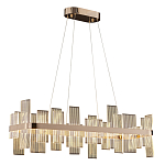 Люстра подвесная прямоугольная с рифлёными прозрачными элементами и золотым основанием Aurea Vista варинант исполнения - 1 | Loft Concept в Грозном