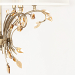 Люстра подвесная круглая с тканевым полупрозрачным абажуром и подвесками 6 ламп Gilded Elegance варинант исполнения - 6 | Loft Concept в Грозном