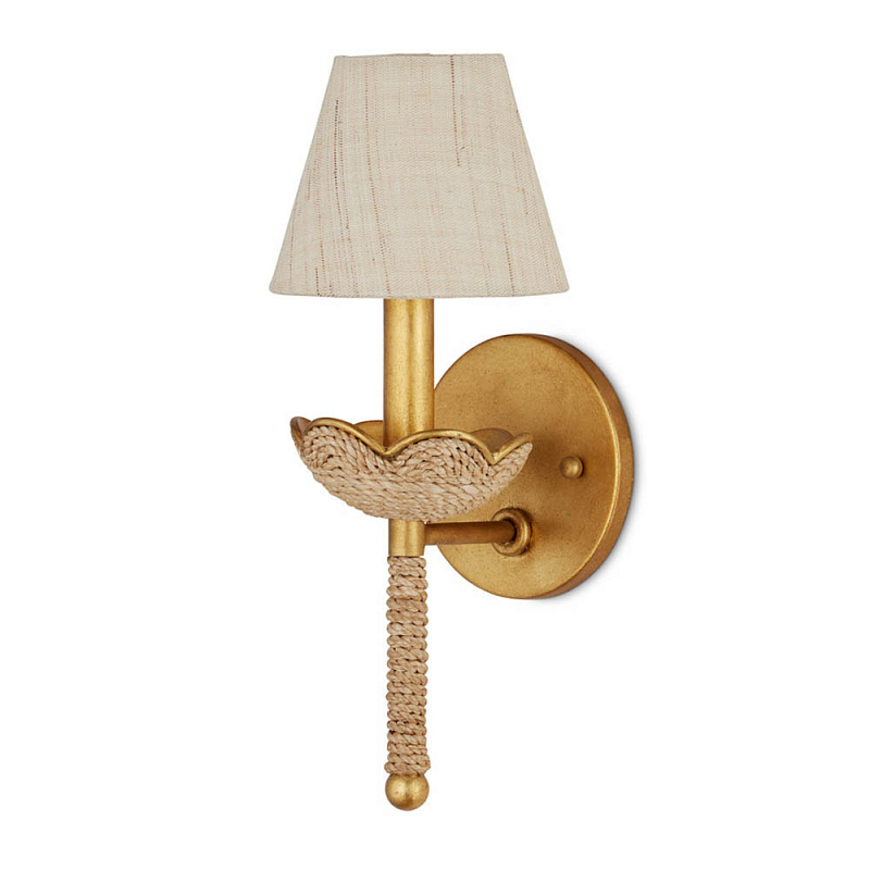 Бра из кованого железа с отделкой плетеной веревкой и сусальным золотом Parisian Style Золотой Бежевый в Грозном | Loft Concept 